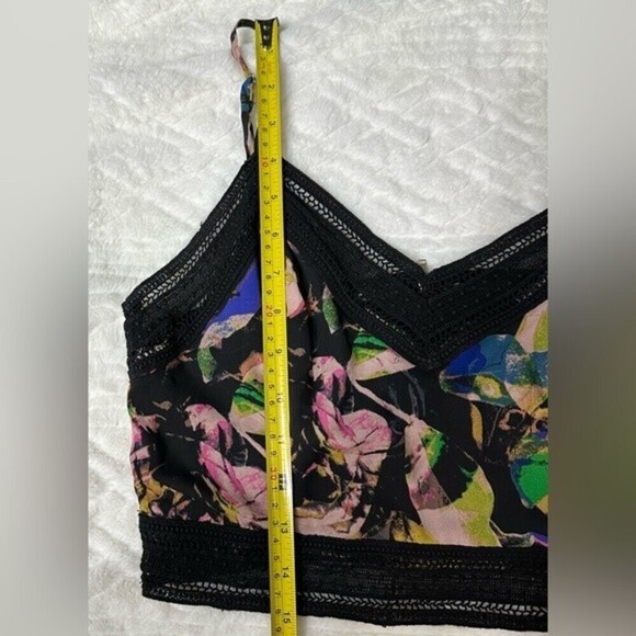 Anthropologie ASTR Floral Print‎ Women’s Crop Cami Lace Trim Back Zipper - Picture 9 of 12